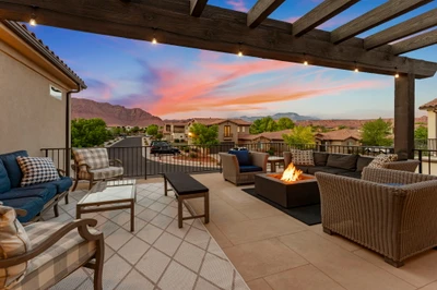 Deck at Sunset With Views of Snow Canyon
