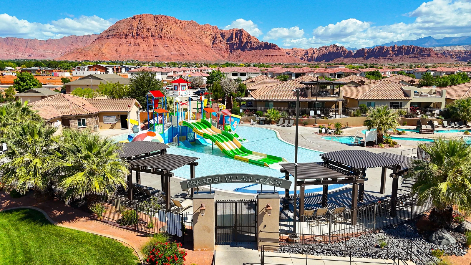 Aerial View of Fun Zone + Waterslides 