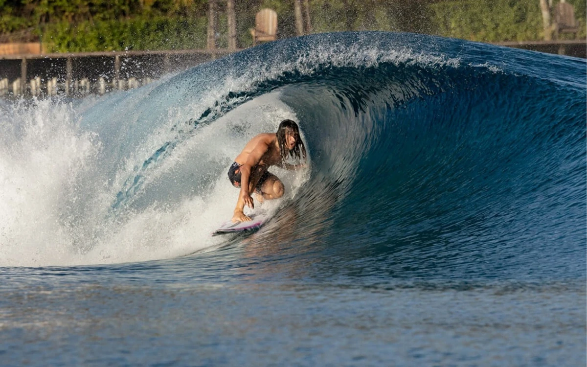 man surfing in surf park