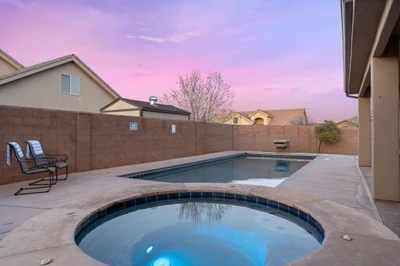 Private Pool + Hot Tub at Sunset