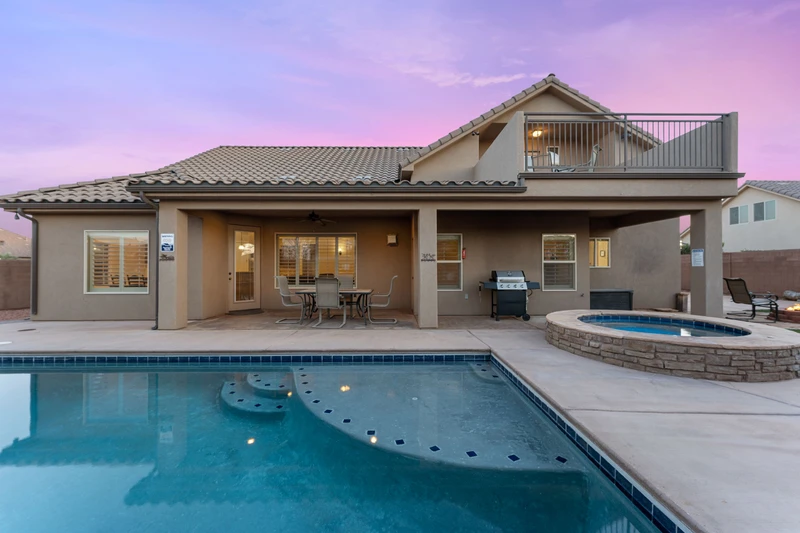Private Pool + Hot Tub at Sunset