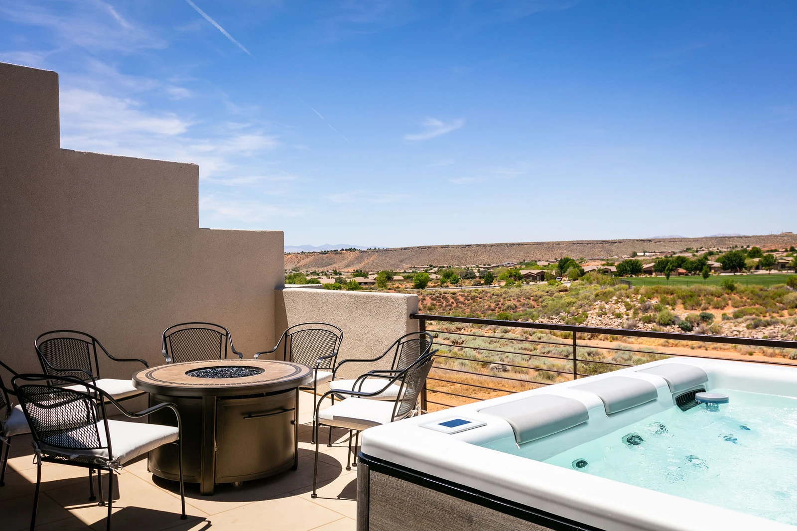 Balcony Fire Table + Private Hot Tub