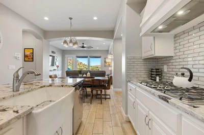 Kitchen, Dining Room, and Living Room View