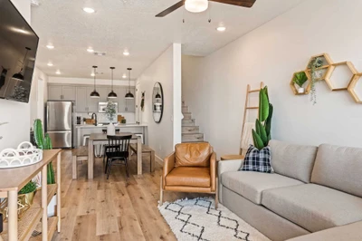 Living Room, Dining, and Kitchen