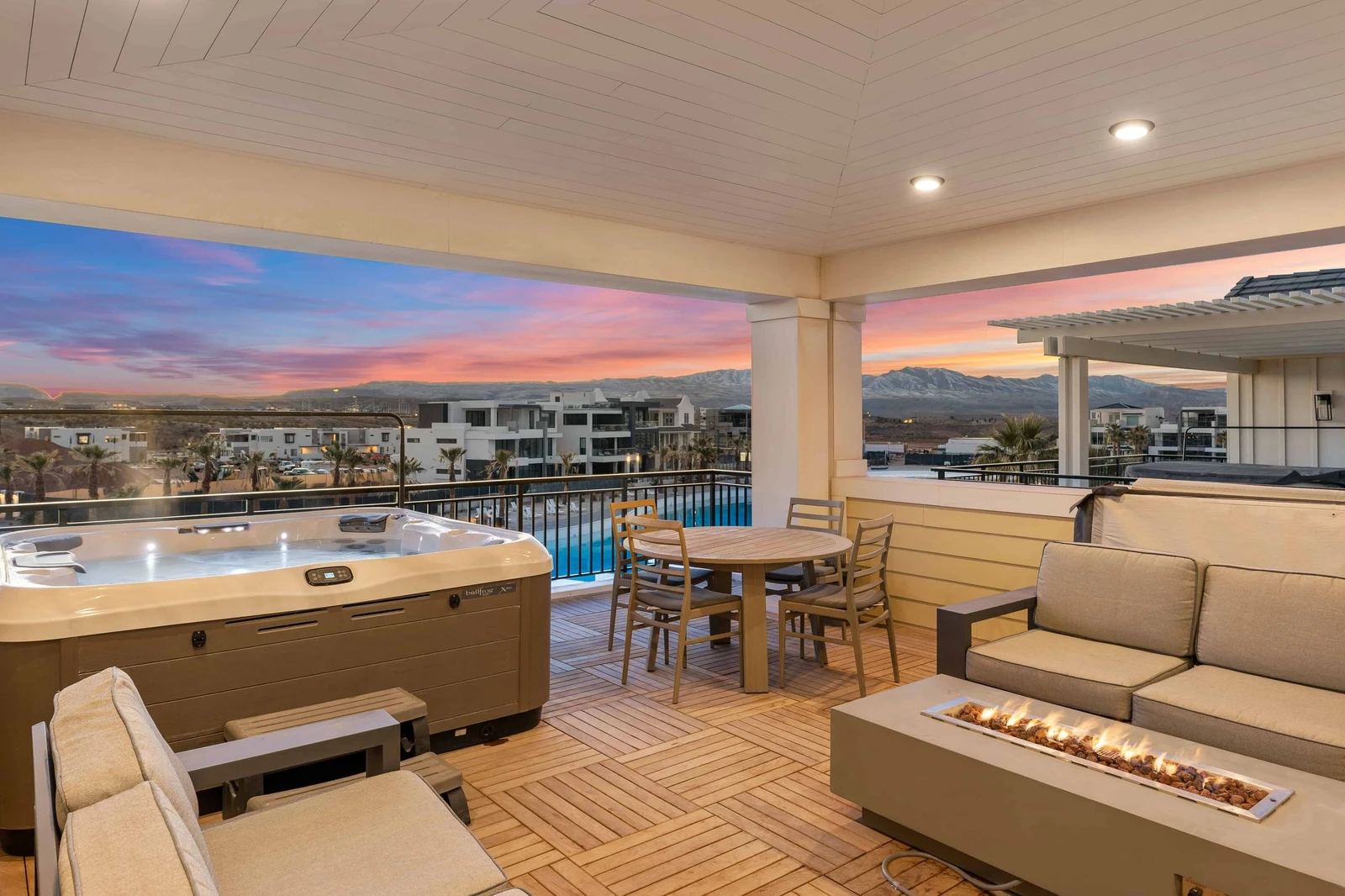 Balcony with Private Hot Tub & Fire Table