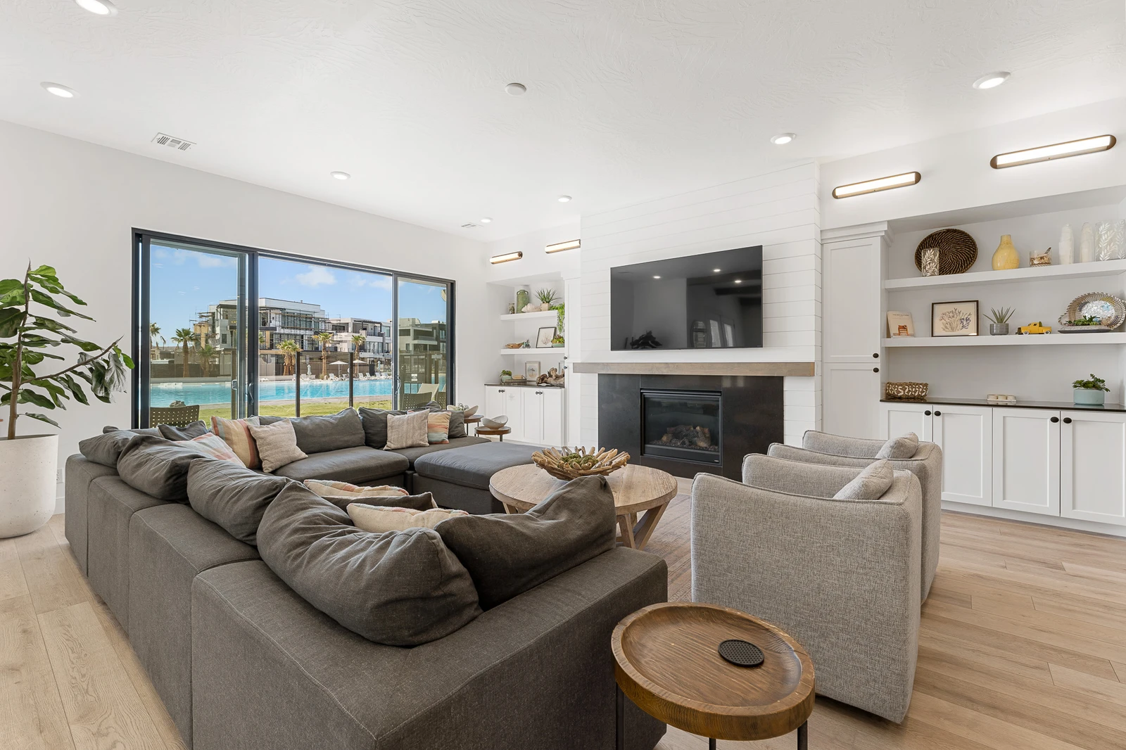Living Area with Lagoon Views