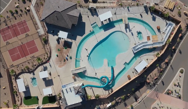 Aerial View of Escondido & Paseos Community Pool