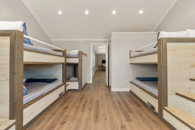 2 Double/Double Bunks + 2 Twin/Double Bunks + Double Bed