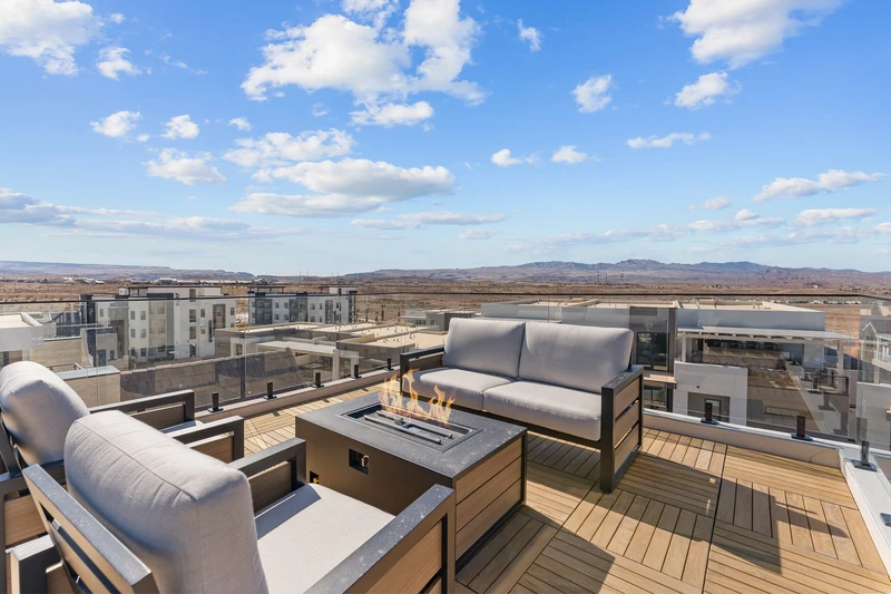 Great Views From Patio Seating / Fire Table