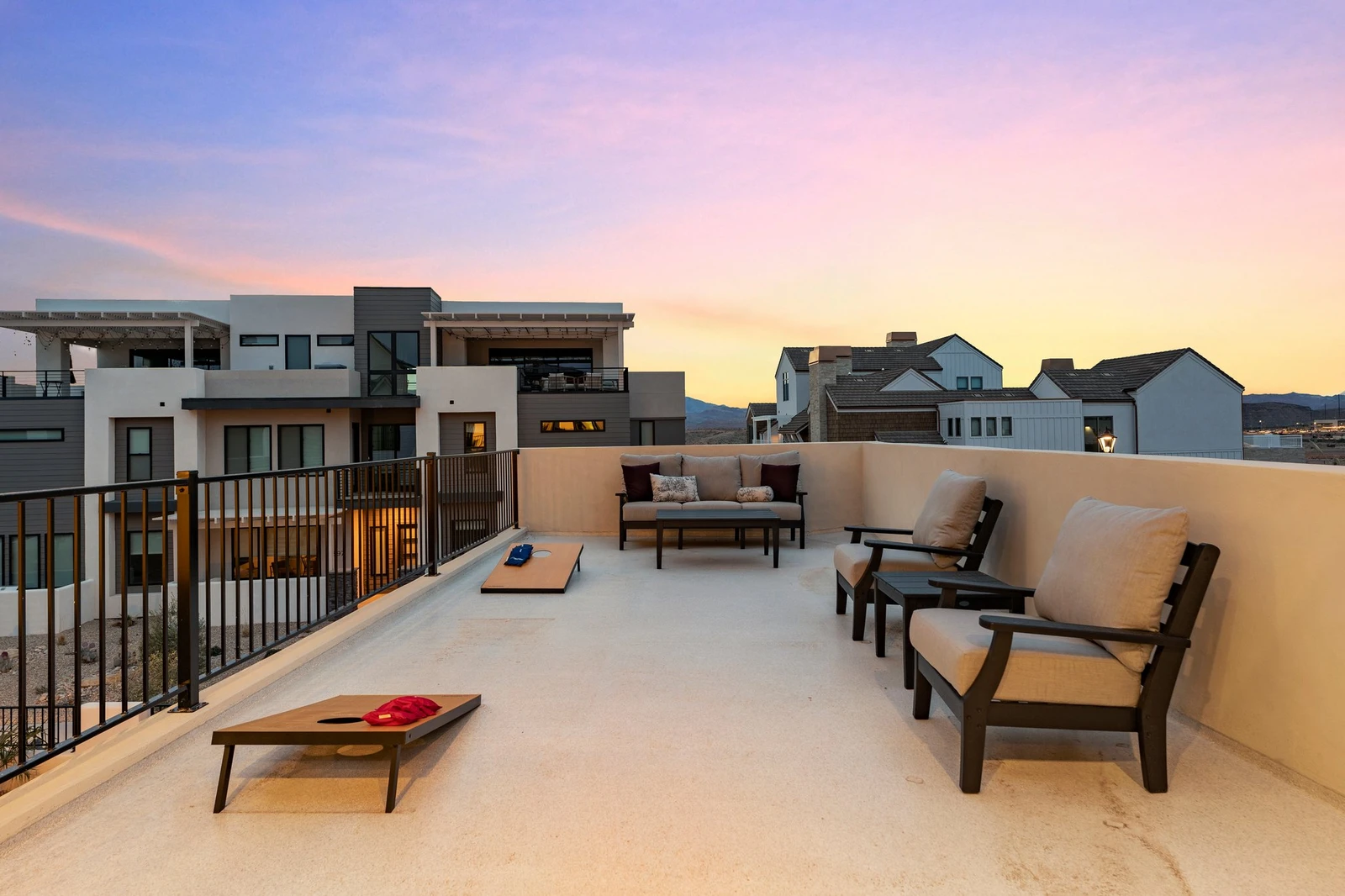 Large Patio Deck and Cornhole