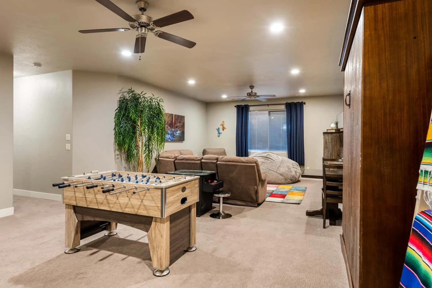 Basement Game Room with Arcade and Foosball