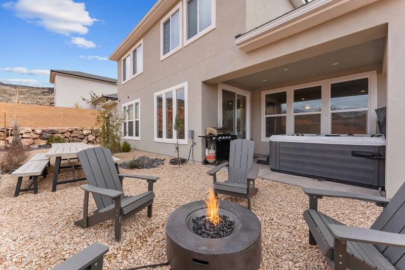Patio Furniture, Fire Table and Hot Tub