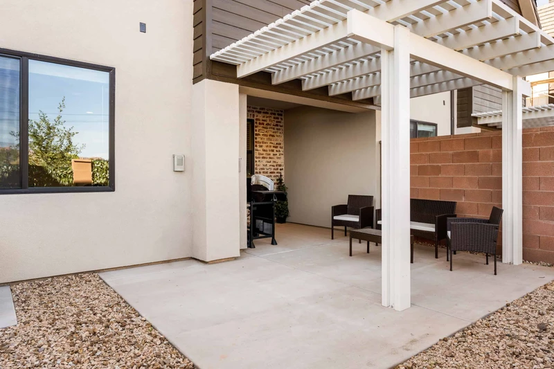 Patio Pergola with Seating and BBQ Grill