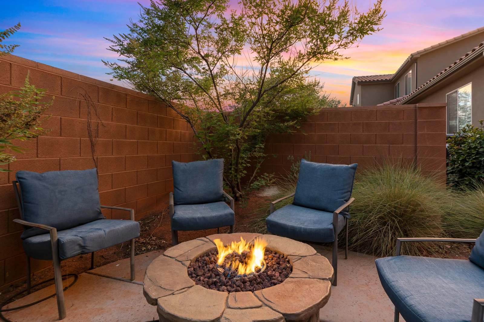 Twilight of Patio and Fire Table