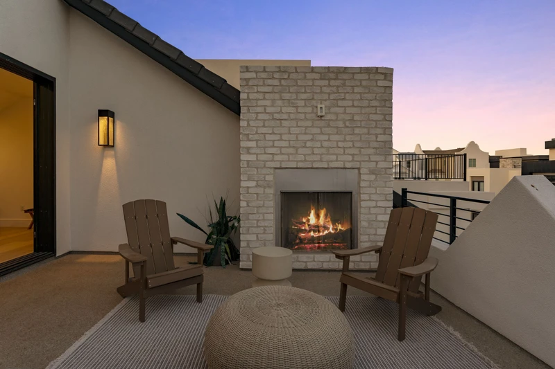 Evening Upper Patio Fireplace