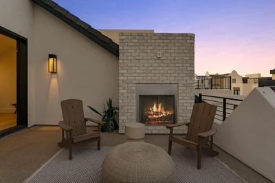 Evening Upper Patio Fireplace
