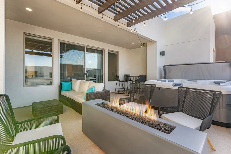 Private Hot Tub / Fire Table and Patio Furniture
