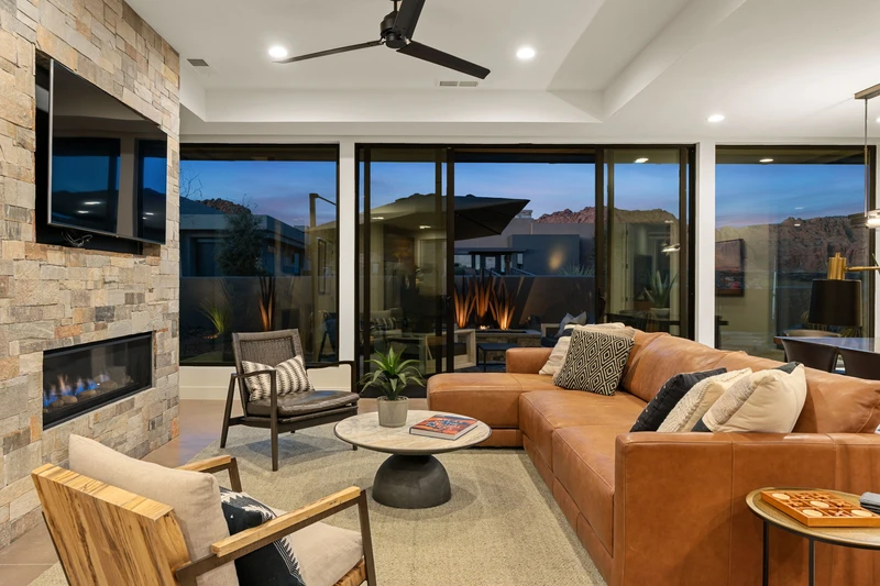 Open Living Room + Fireplace
