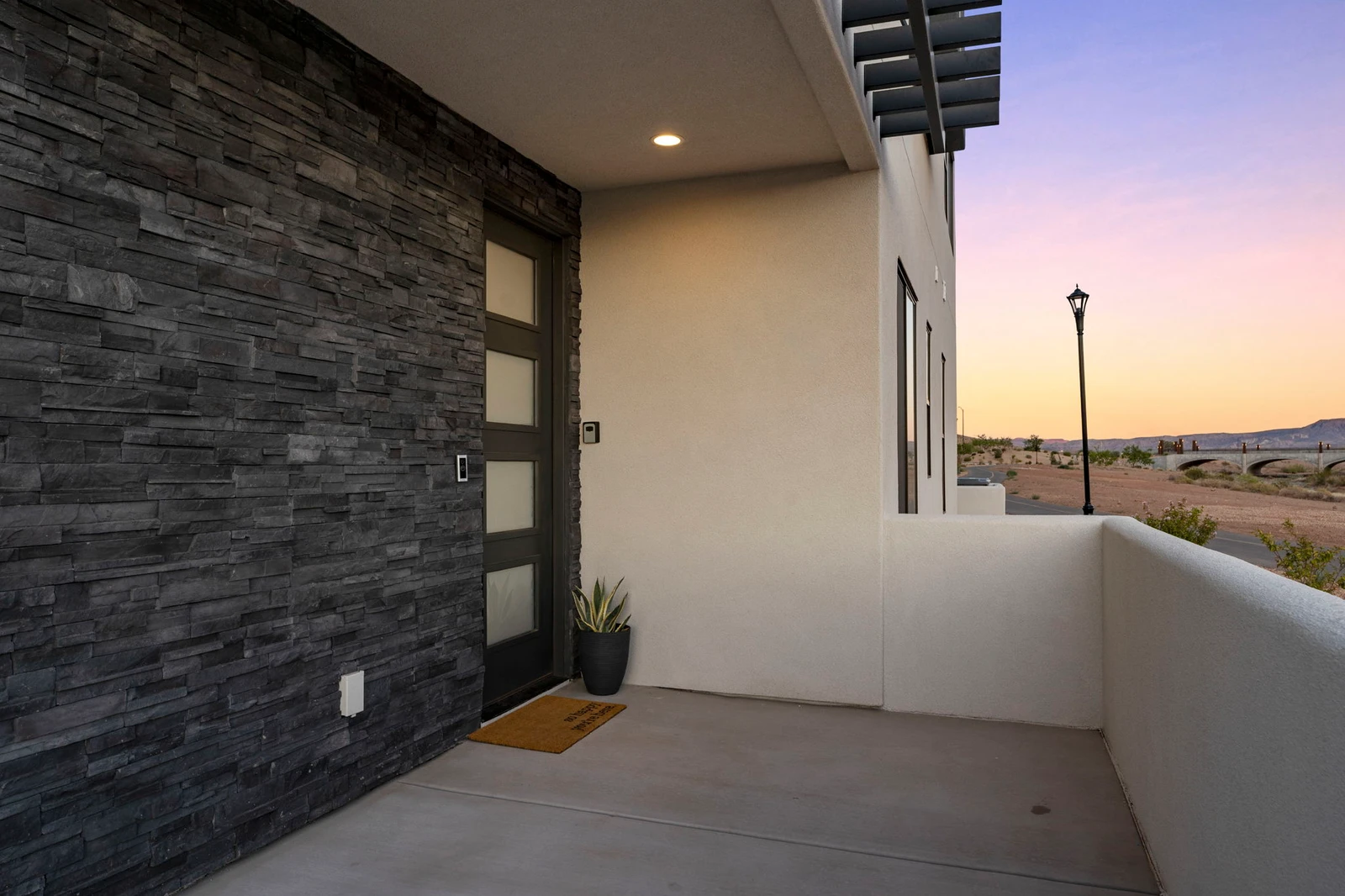 Front Door Exterior at Sunset