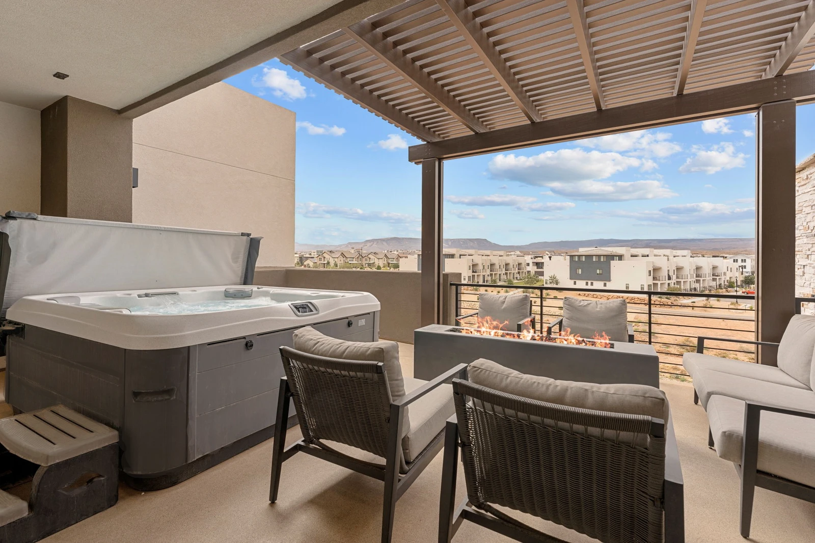Fire Table + Private Hot Tub